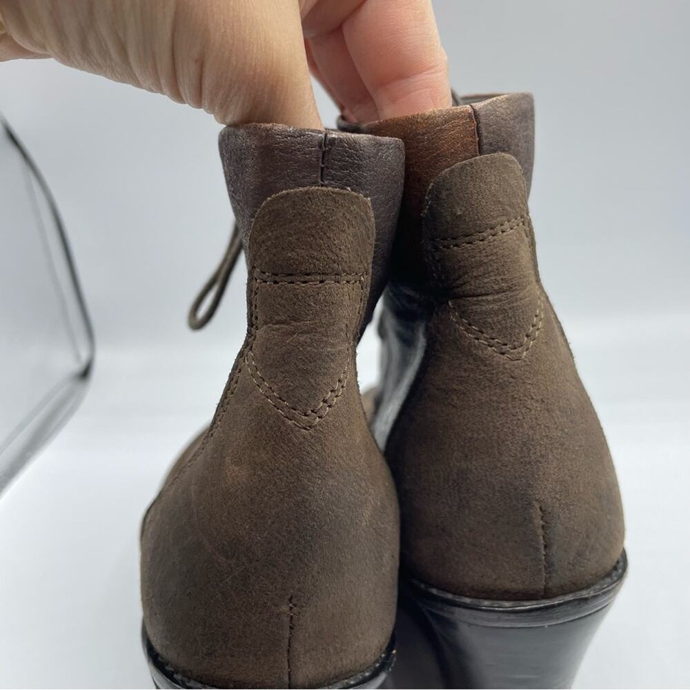 Rag & Bone Brown Leather Combat Wedge Ankle Boots Distressed Womens 9 Lace Up - Picture 10 of 14